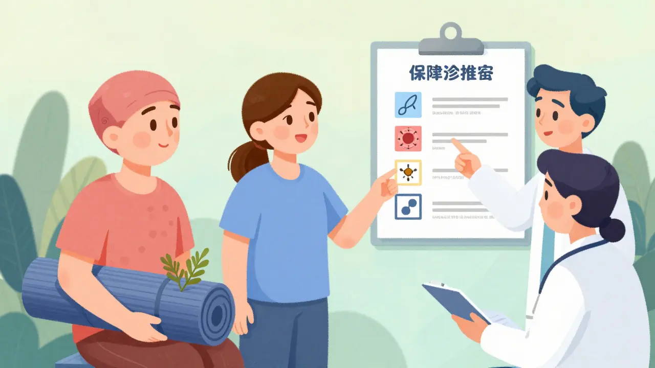 Healthcare team creating non-opioid pain plan for cancer patient